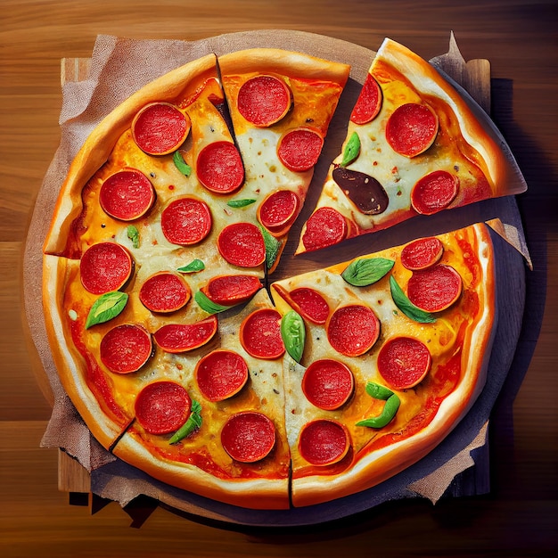 Pepperoni Italiaanse Pizza Generatieve AI