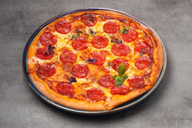 Pepperoni pizza classic Italian pizza with mozzarella cheese