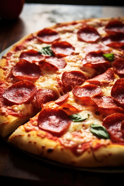 Pepperoni pizza delicious food close up