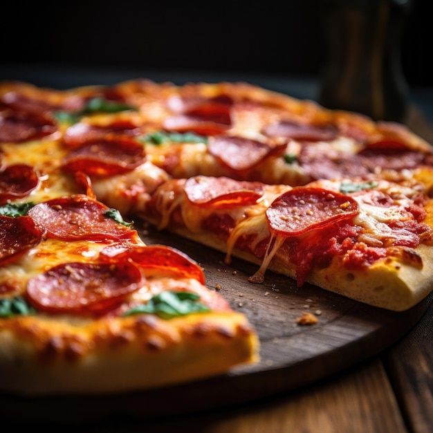 Пицца Пепперони вкусная еда крупным планом