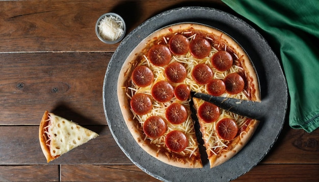 Pepperoni pizza met gesmolten kaas