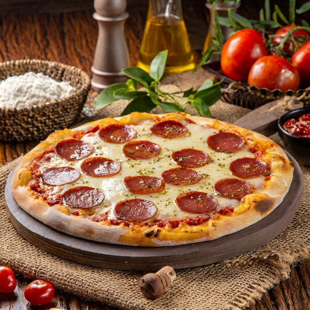 Foto pizza di pepperoni pizza di calabressa
