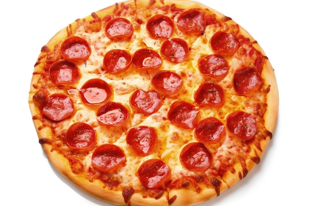 A pepperoni pizza on a white background generative AI