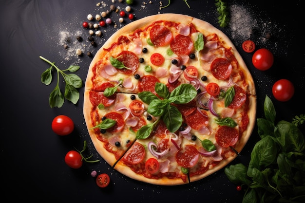 Pepperoni Pizza with Mozzarella cheese salami Tomatoes