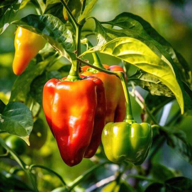 peppers picking season Bell peppers on a pepper plantation AI Generated