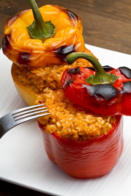 Peppers stuffed with rice