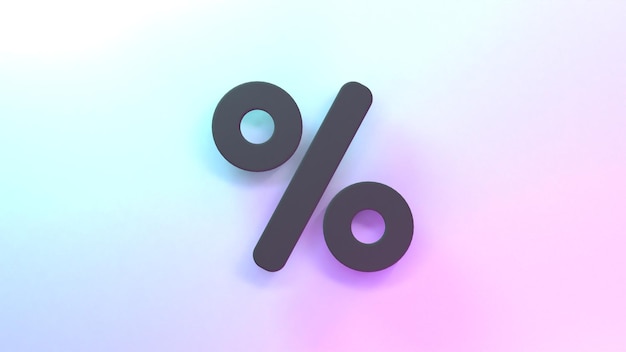 Percent black icon 3d render illustration