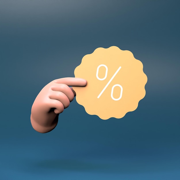 Percent icon 3d render illustration