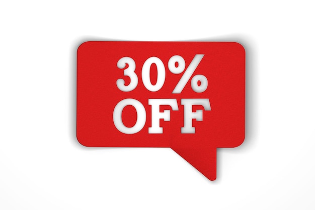 percent off red sale discount speech bubble d render