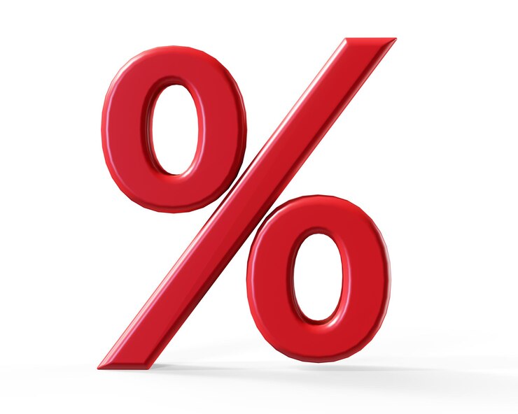 Photo percent percentage sign percentile symbol interest rate sale finance discount icon black red gold yellow green blue 3d rendering