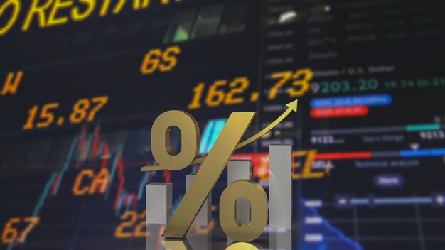 The percent symbol for interest rate or tax concept 3d rendering