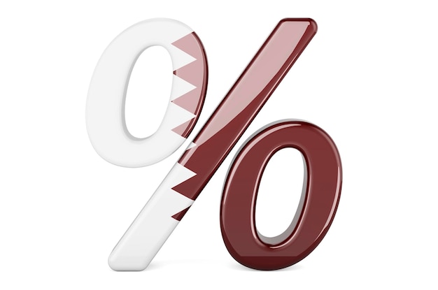 Foto percentuale con il rendering 3d della bandiera del qatar