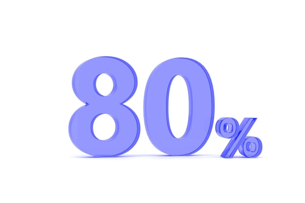 Percentage icon 3D in red glass on white background 3d illustration