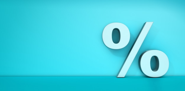 Percentage sign on blue background