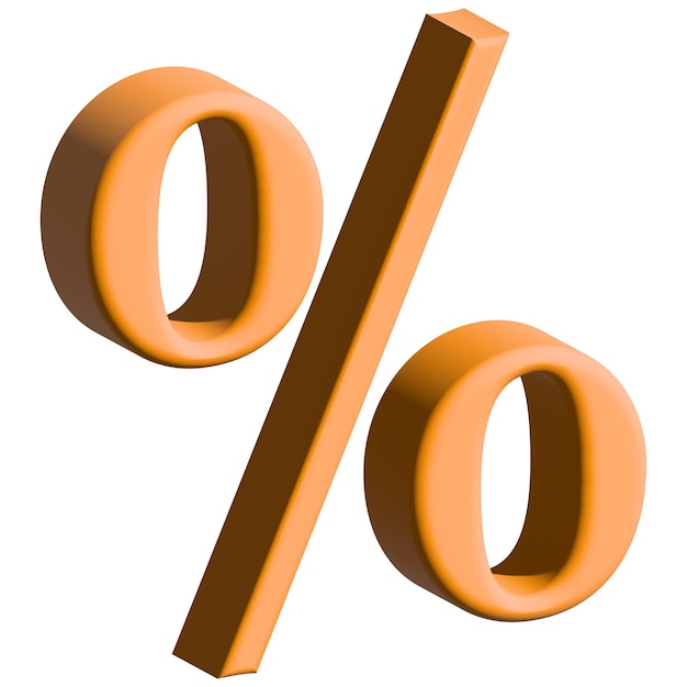 Percentage sign on white background Business concept 3d illustration