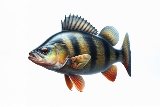 Perch fish isolated on solid white background ai generative