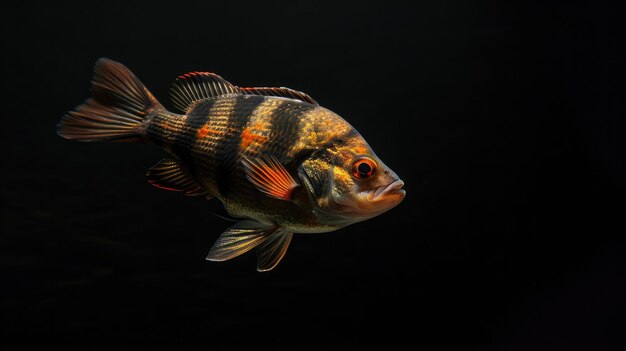 Perch in the solid black background