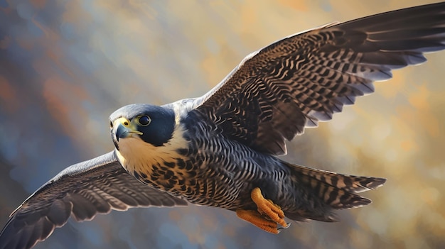 A peregrine falcon flying in the sky