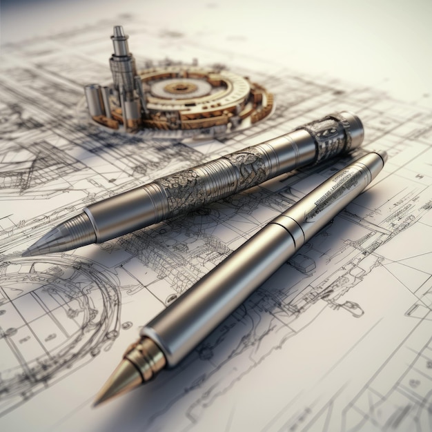 The Perfect Blend A Hyperrealistic 3D Render of a Mechanical Pencil with Soft Background