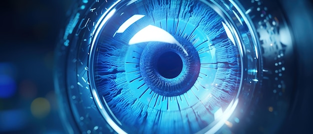 Perfect blue eye macro in a sterile environment and perfect vision in high resolution The vision of the future and healthy life concept