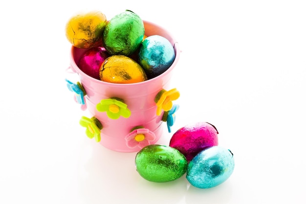 Perfect colorful handmade easter eggs isolated on a white