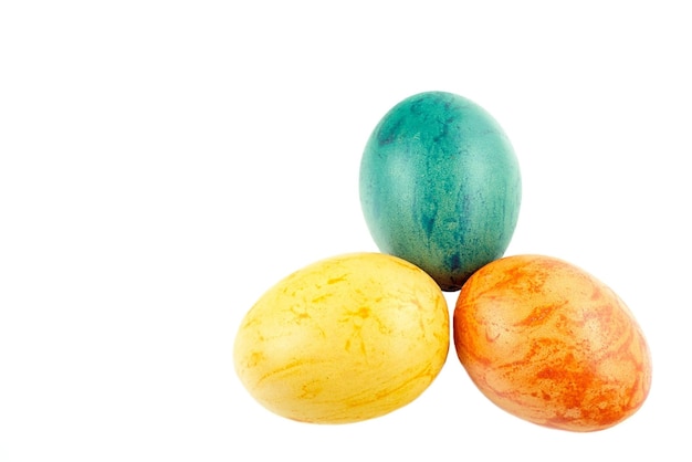 Perfect colorful handmade easter eggs isolated on a white