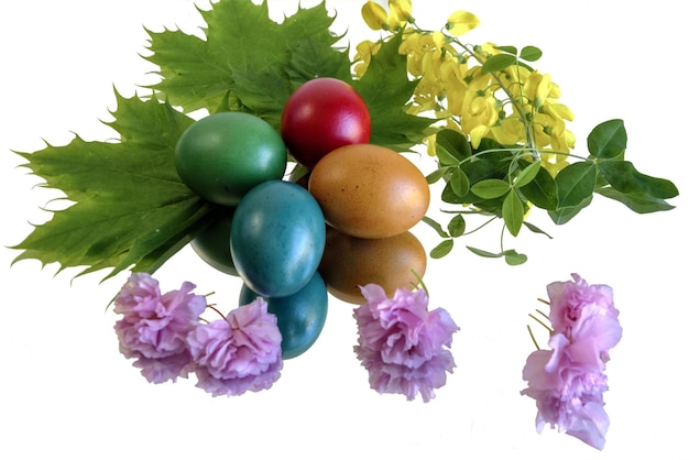 Perfect colorful handmade easter eggs isolated on a white