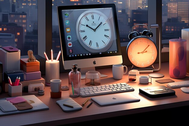 Photo perfect desk setup with various productivity elements