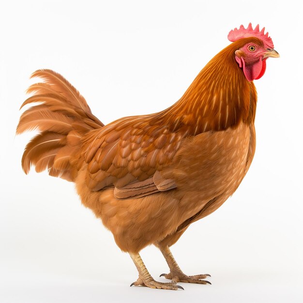 Photo perfect exuberant brown chicken seen from the back