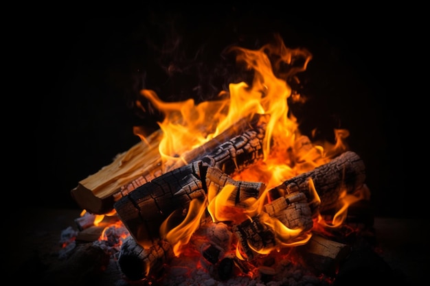 Photo the perfect fire isolated accentuated by a black background