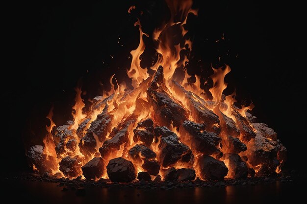 Perfect fire isolated over black background