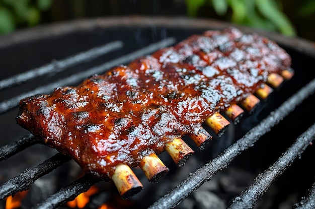 Perfect gegrilde barbecue ribben een zomerplezier voor de menigte
