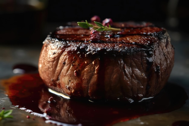 Perfect Gekookte Filet Mignon Met Rode Wijn Reductie Haute Cuisine Generatieve AI