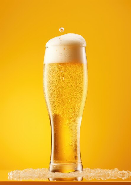 Perfect gold beer with foam in glass mug generative ai