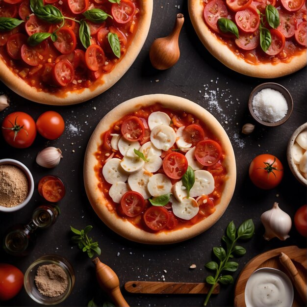 Perfect and juicy pizza in a rustic kitchen