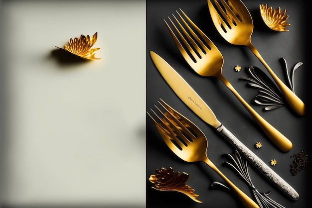 Photo the perfect kitchen cutlery set banner a accessory for fine dining generative ai