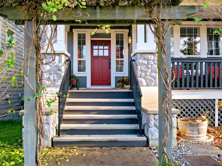 A perfect neighbourhood porch and entrance of a nice residential house