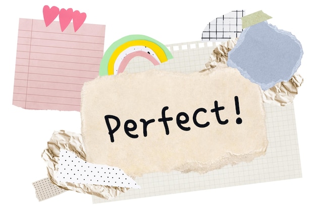 perfect png word sticker typography aesthetic paper collage transparent background