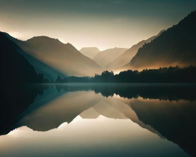 Perfect reflection at the quiet lake