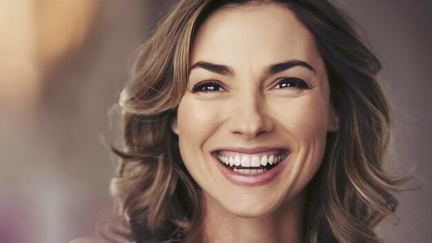 Foto sorriso perfetto con denti bianchi da vicino