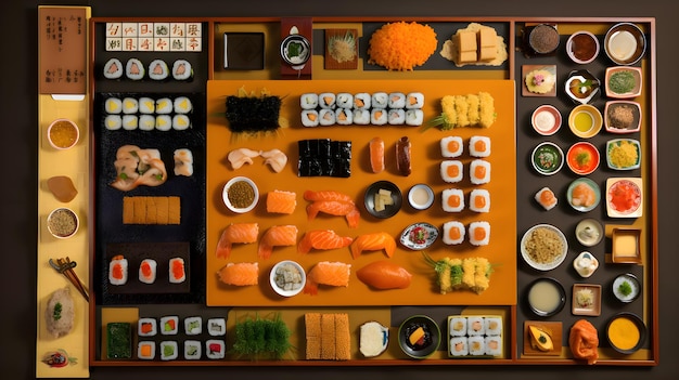 Perfect sushi knolling generative ai