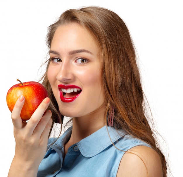 Perfect woman with apple