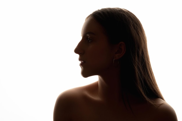 Perfecte huid vrouwelijk gezicht silhouet portret vrouw