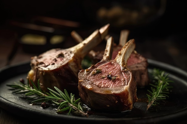 Perfectly Cooked Rack Of Lamb With Rosemary And Garlic Haute Cuisine Generative AI