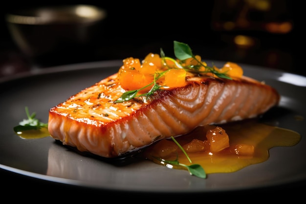 Perfectly Cooked Sousvide Salmon With Citrus Glaze Micromolecular Cooking Generative AI