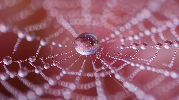 Perfectly round dew drops on spider webs