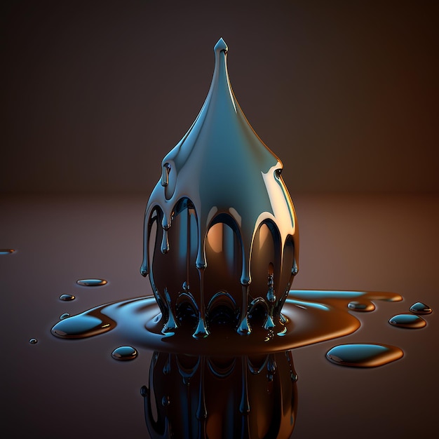 完全に対称的な水滴 1 つの単色の AI 生成画像