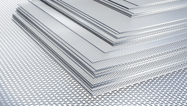 Perforated sheet steel sheets. 3d render