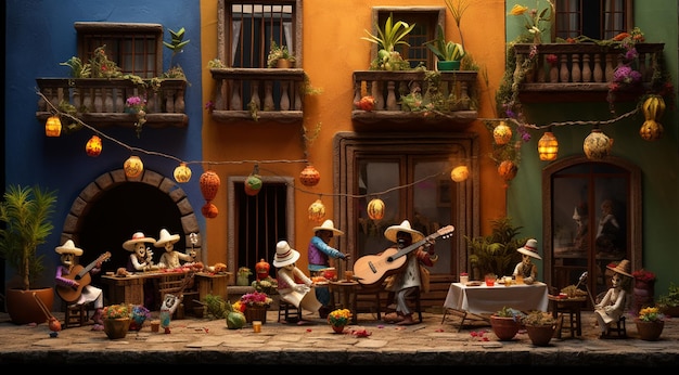 performance of Mexican figures of musical group Day of the Dead