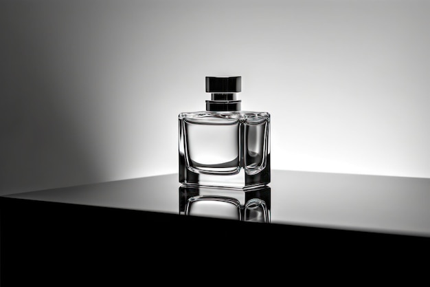 Perfume bottle on a black and white